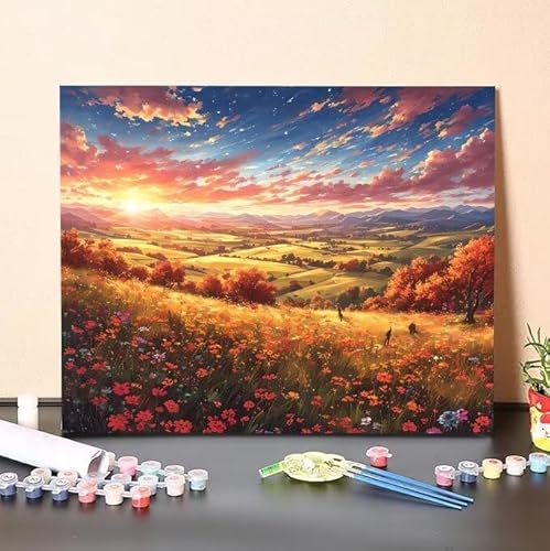 Shejyn Blumen in Clustern Malen Nach Zahlen, Malen Nach Zahlen Erwachsene Landschaft, DIY Handgemalt Ölgemälde Kit für Anfänger und Kinder, Mit Pinsels und Acrylfarbe, Ohne Rahmen 25x35 cm L-277 von Shejyn