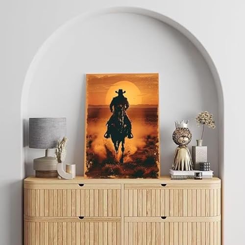 Shejyn Cowboy Malen Nach Zahlen, Malen Nach Zahlen Erwachsene Pferd, DIY Handgemalt Ölgemälde Kit für Anfänger und Kinder, Mit Pinsels und Acrylfarbe Als Geschenke, Ohne Rahmen 90x120 cm L-496 von Shejyn