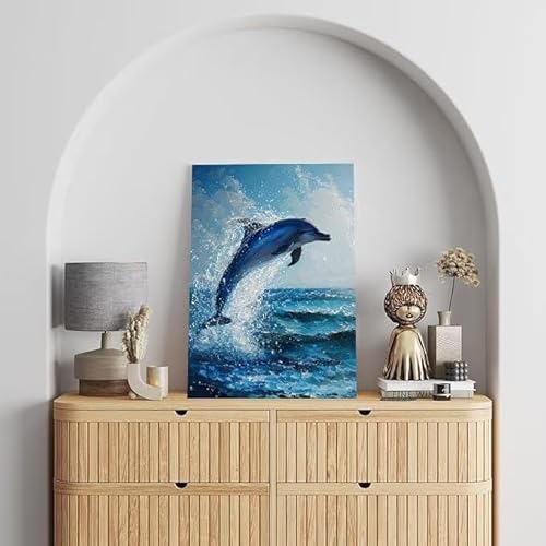 Shejyn Delphin Malen Nach Zahlen, Malen Nach Zahlen Erwachsene Meer, DIY Handgemalt Ölgemälde Kit für Anfänger und Kinder, Mit Pinsels und Acrylfarbe Als Geschenke, Ohne Rahmen 90x120 cm L-179 von Shejyn