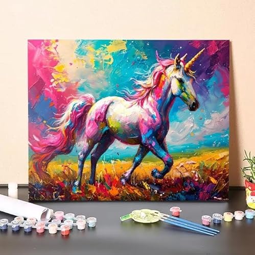 Shejyn Einhorn Malen Nach Zahlen, Malen Nach Zahlen Erwachsene Farbe, DIY Handgemalt Ölgemälde Kit für Anfänger und Kinder, Mit Pinsels und Acrylfarbe Als Geschenke, Ohne Rahmen 40x50 cm L-131 von Shejyn