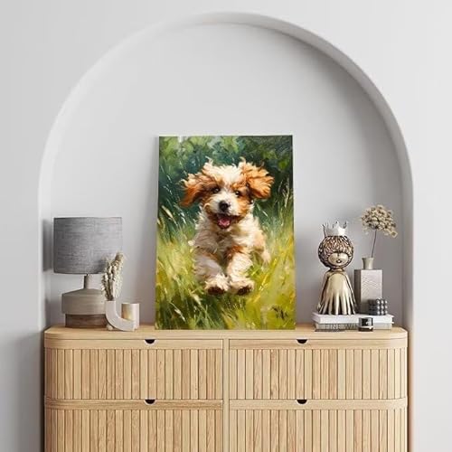 Shejyn Hund Malen Nach Zahlen, Malen Nach Zahlen Erwachsene Haustier, DIY Handgemalt Ölgemälde Kit für Anfänger und Kinder, Mit Pinsels und Acrylfarbe Als Geschenke, Ohne Rahmen 90x120 cm L-153 von Shejyn