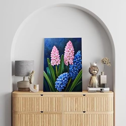 Shejyn Hyazinthe Malen Nach Zahlen, Malen Nach Zahlen Erwachsene Blumen und Pflanzen, DIY Handgemalt Ölgemälde Kit für Anfänger und Kinder, Mit Pinsels und Acrylfarbe, Ohne Rahmen 40x50 cm L-144 von Shejyn