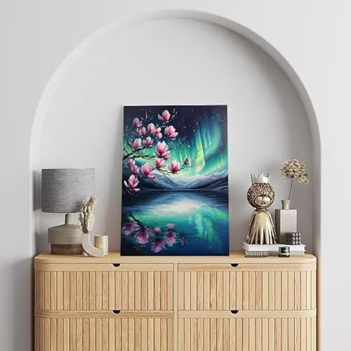 Shejyn Malen Nach Zahlen Erwachsene Aurora, DIY Handgemalt Ölgemälde Gemälde Kits, Leinwand Bilder Blume, für Kinder und Anfänger, paint by numbers Wandbilder Wohnzimmer, Ohne Rahmen 100x130 cm L-311 von Shejyn