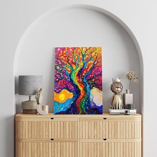 Shejyn Malen Nach Zahlen Erwachsene Baum, DIY Handgemalt Ölgemälde Gemälde Kits, Leinwand Bilder Traum, für Kinder und Anfänger, paint by numbers Wandbilder Wohnzimmer, Ohne Rahmen 30x40 cm L-602 von Shejyn