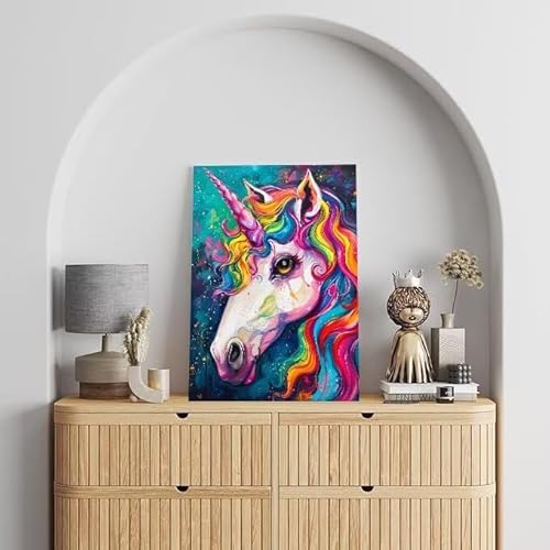 Shejyn Malen Nach Zahlen Erwachsene Einhorn, DIY Handgemalt Ölgemälde Gemälde Kits, Leinwand Bilder schön, für Kinder und Anfänger, paint by numbers Wandbilder Wohnzimmer, Ohne Rahmen 20x30 cm L-135 von Shejyn