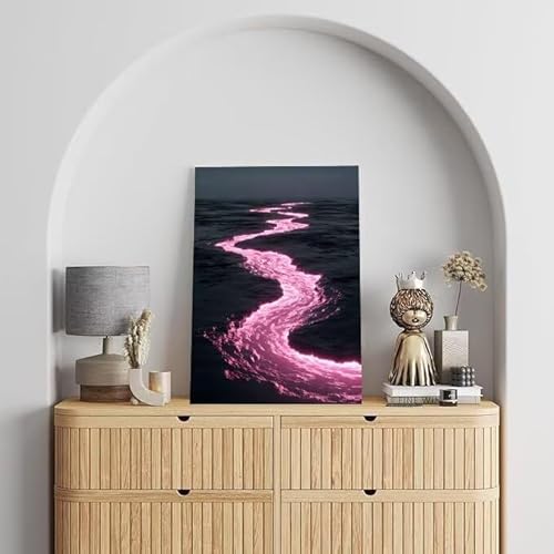 Shejyn Malen Nach Zahlen Erwachsene Fluss, DIY Handgemalt Ölgemälde Gemälde Kits, Leinwand Bilder Rosa, für Kinder und Anfänger, paint by numbers Wandbilder Wohnzimmer, Ohne Rahmen 30x40 cm L-186 von Shejyn