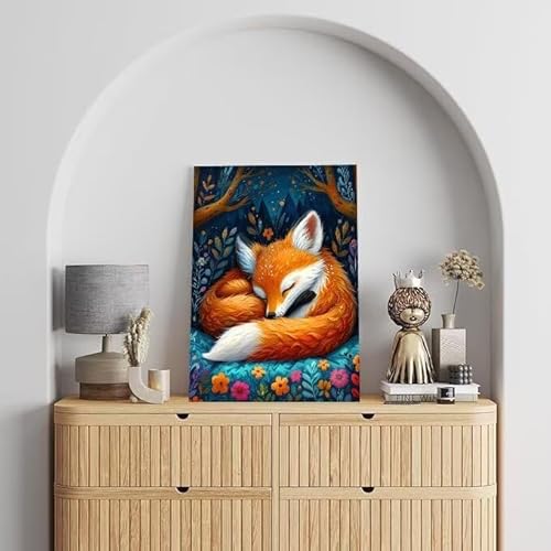 Shejyn Malen Nach Zahlen Erwachsene Fuchs, DIY Handgemalt Ölgemälde Gemälde Kits, Leinwand Bilder Tier, für Kinder und Anfänger, paint by numbers Wandbilder Wohnzimmer, Ohne Rahmen 20x30 cm L-202 von Shejyn