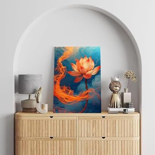 Shejyn Malen Nach Zahlen Erwachsene Lotus, DIY Handgemalt Ölgemälde Gemälde Kits, Leinwand Bilder Rauch, für Kinder und Anfänger, paint by numbers Wandbilder Wohnzimmer, Ohne Rahmen 100x130 cm L-194 von Shejyn