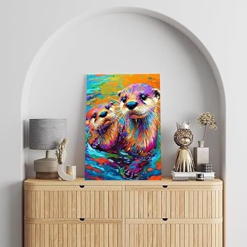 Shejyn Malen Nach Zahlen Erwachsene Otter, DIY Handgemalt Ölgemälde Gemälde Kits, Leinwand Bilder schön, für Kinder und Anfänger, paint by numbers Wandbilder Wohnzimmer, Ohne Rahmen 20x30 cm L-616 von Shejyn