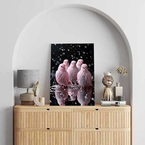 Shejyn Malen Nach Zahlen Erwachsene Taube, DIY Handgemalt Ölgemälde Gemälde Kits, Leinwand Bilder Rosa, für Kinder und Anfänger, paint by numbers Wandbilder Wohnzimmer, Ohne Rahmen 30x40 cm L-149 von Shejyn