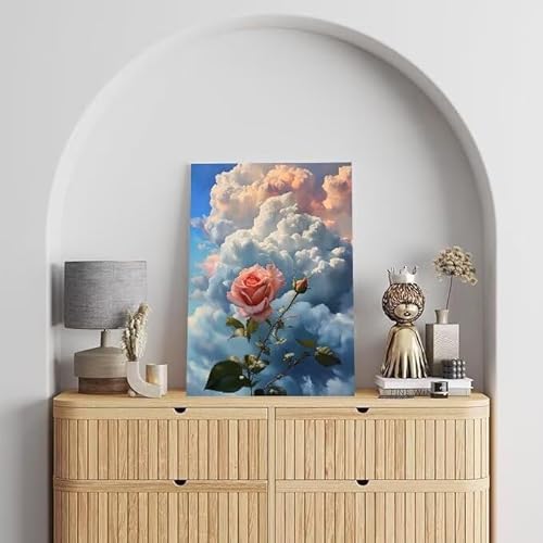 Shejyn Malen Nach Zahlen Erwachsene Wolke, DIY Handgemalt Ölgemälde Gemälde Kits, Leinwand Bilder Rose, für Kinder und Anfänger, paint by numbers Wandbilder Wohnzimmer, Ohne Rahmen 80x110 cm L-688 von Shejyn