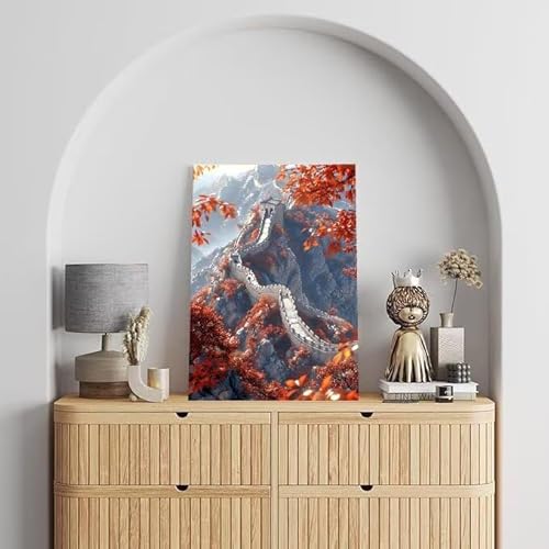 Shejyn Malen Nach Zahlen Erwachsene die Große Mauer, DIY Handgemalt Ölgemälde Gemälde Kits, Leinwand Bilder Landschaft, für Kinder und Anfänger, paint by numbers, Ohne Rahmen 80x110 cm L-691 von Shejyn