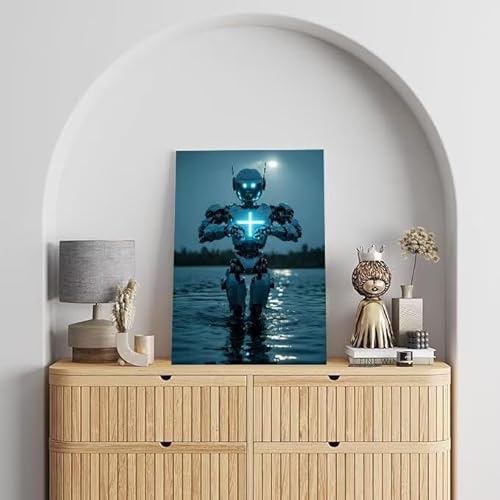 Shejyn Roboter Malen Nach Zahlen, Malen Nach Zahlen Erwachsene Kreuz, DIY Handgemalt Ölgemälde Kit für Anfänger und Kinder, Mit Pinsels und Acrylfarbe Als Geschenke, Ohne Rahmen 25x35 cm L-308 von Shejyn