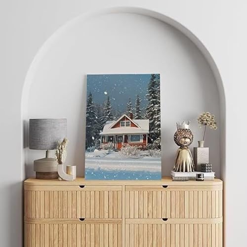 Shejyn Winter Malen Nach Zahlen, Malen Nach Zahlen Erwachsene Hütte, DIY Handgemalt Ölgemälde Kit für Anfänger und Kinder, Mit Pinsels und Acrylfarbe Als Geschenke, Ohne Rahmen 90x120 cm L-128 von Shejyn