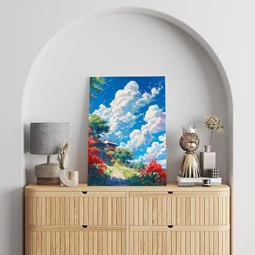 Shejyn Wolke Malen Nach Zahlen, Malen Nach Zahlen Erwachsene Landschaft, DIY Handgemalt Ölgemälde Kit für Anfänger und Kinder, Mit Pinsels und Acrylfarbe Als Geschenke, Ohne Rahmen 40x50 cm L-687 von Shejyn