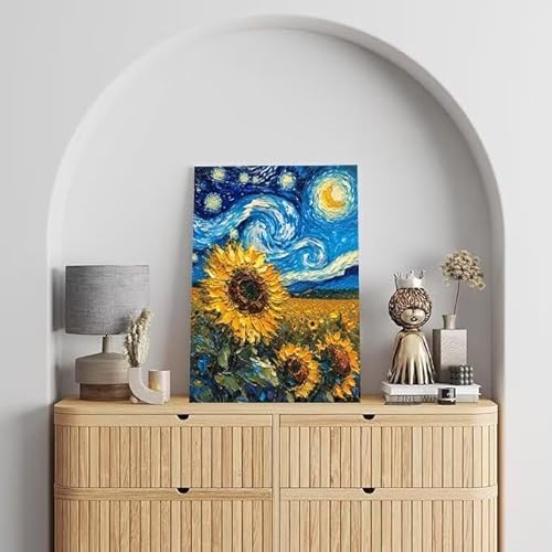 Shejyn van gogh Malen Nach Zahlen, Malen Nach Zahlen Erwachsene Sonnenblume, DIY Handgemalt Ölgemälde Kit für Anfänger und Kinder, Mit Pinsels und Acrylfarbe Als Geschenke, Ohne Rahmen 25x35 cm L-138 von Shejyn