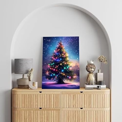 Weihnachtsbaum Malen Nach Zahlen, Malen Nach Zahlen Erwachsene Schnee, DIY Handgemalt Ölgemälde Kit für Anfänger und Kinder, Mit Pinsels und Acrylfarbe Als Geschenke, Ohne Rahmen 40x50 cm L-590 von Shejyn