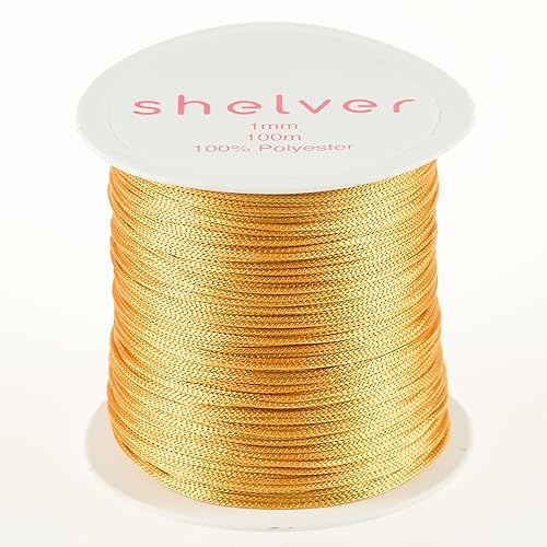 1 mm Goldschnur x 100 m, Nylonschnur, erhältlich in 26 Farben, Armbandherstellung, andere Bastelarbeiten (Gold) von Shelver