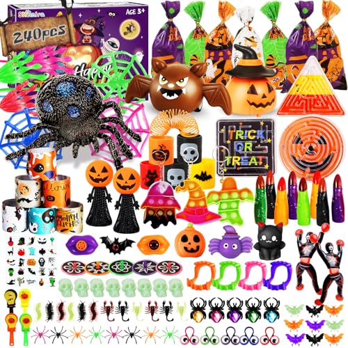 Shemira Halloween-Partygeschenke für Kinder, Halloween-Spielzeug-Sortiment, Halloween-Leckerei-Tüten, Pinata-Füller, Halloween-Schule, Klassenzimmer, Preise für Kinder, Schatzkasten-Spielzeug, 240 von Shemira