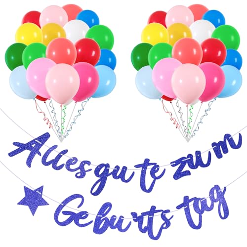 Geburtstagsdeko Bunt, Luftballons Geburtstag Deko, Happy Birthday Girlande, Birthday Decorations Jungen Mädchen 26 Stück 12 zoll Helium Ballons mit 2 Bändern von ShengDexin