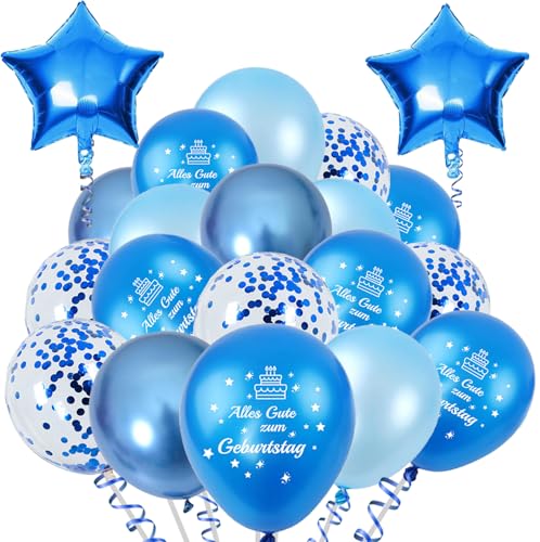 Luftballons Geburtstag Blaue Alles Gute zum Geburtstag Ballon 15 Stück 12 zoll Helium Ballons 2 Stück 18 zoll Folienballon Ballons Geburtstag Mann Frau Birthday Decorations von ShengDexin