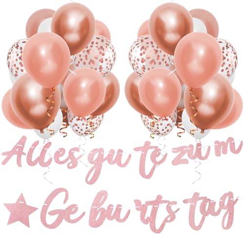 Geburtstagsdeko Rosegold, Birthday Decorations, Happy Birthday Girlande, Happy Birthday Deko, 36 Stück 12 zoll Luftballons Geburtstag Mädchen Frauen Party Deko mit 2 Bändern von ShengDexin