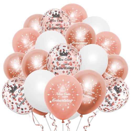 Luftballons Geburtstag Rosegold Ballons Geburtstag 20 Stück 12 Zoll Happy Birthday Ballon Helium Ballons Geburtstagsdeko Mädchen Frauen Happy Birthday Deko von ShengDexin