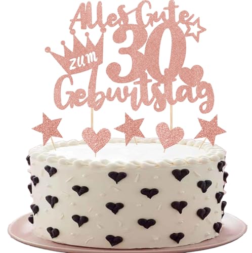 Tortendeko 30 Geburtstag Frauen 30. Happy Birthday Cake Topper Deko 30 Geburtstag Frau 7 StüCk Alles Gute zum Geburtstag Rosegold Torten Deko von ShengDexin