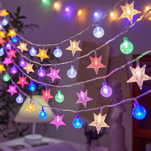 6M 40LED Weihnachten Sterne Kugel Lichterkette,LED Lichterketten Batteriebetriebene,Wasserdicht Außen Innen Lichterketten für Zimmer Weihnachten Hochzeit Garten Beleuchtung von Shengruili