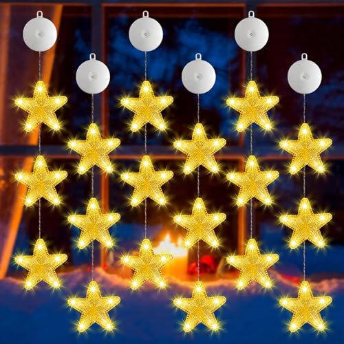 Shengruili 6er Set LED Saugnapf Weihnachten Lichter,Weihnachtsbeleuchtung Fenster,Fensterlicht Weihnachten Batteriebetriebene,LED Fensterdeko Weihnachten,Weihnachtsdeko Fenster von Shengruili