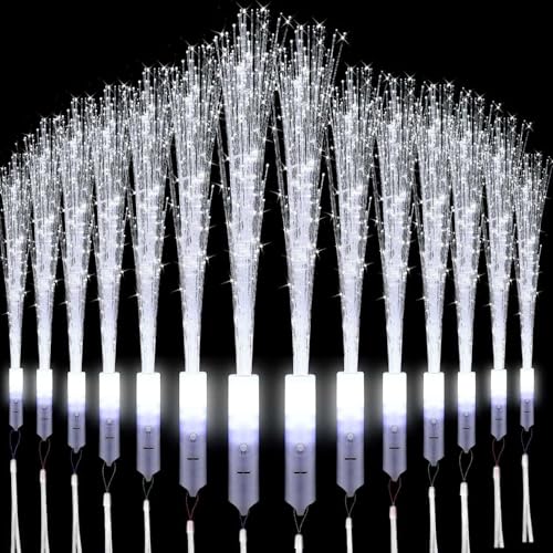 Shengruili Leuchtwedel Hochzeit,12 Stück Hochzeit Glasfaserlampe,Glasfaser Leuchtstäbe,LED Leuchtstäbe Konzert,Leuchtstab Leuchten im Dunkeln,Leuchtstäbe für Weihnachten,Party,Konzert,Hochzeit von Shengruili