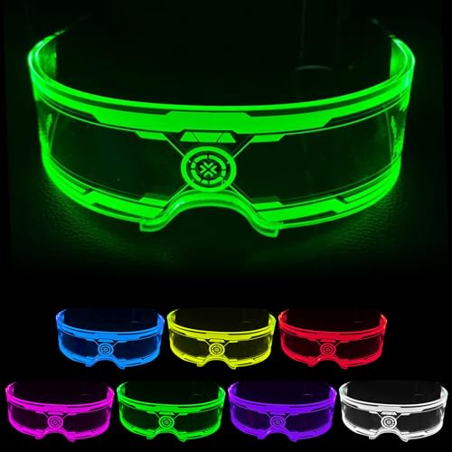 Shengruili Leuchtende Party Brille,LED CyberPunk Leuchtgläser,LED Leuchtende Brille,Cyberpunk Brille,Festliche coole Neon Brille,Futuristische Visiergläser,Brille für Cosplay von Shengruili