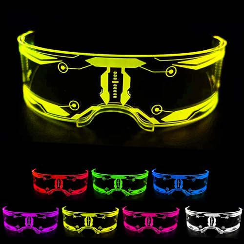 Shengruili Leuchtende Party Brille,LED CyberPunk Leuchtgläser,LED Leuchtende Brille,Cyberpunk Brille,Festliche coole Neon Brille,Futuristische Visiergläser,Brille für Cosplay von Shengruili