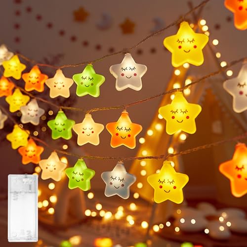 Stern Lichterkette,Lichterkette Kinderzimmer,Led Lichterkette Batteriebetrieben,LED Lichterkette Stern Design,Lichterkette Innen Außen für Garten Hochzeits Zimmer Deko von Shengruili