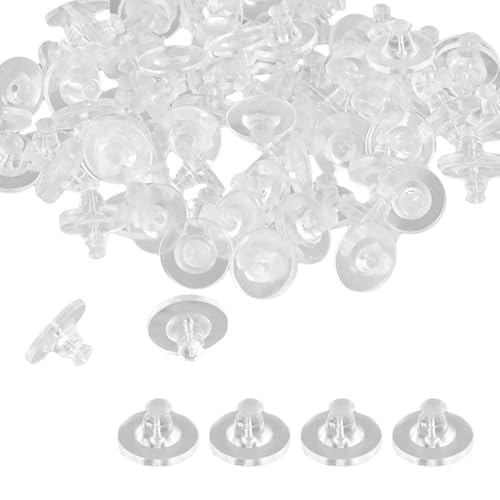 100 Stück Ohrring Verschluss, Transparente Ohrring Stopper aus Silikon, Sicherheit Umweltfreundlich Ersatz Ohrring Stopper im Mehrpack für DIY-Schmuckzubehör Damenohrringe, 11×11mm von Shengxi