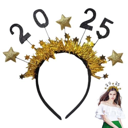 2025 Haarreifen | 2025 Happy New Year Stirnband | Silvester Haarschmuck für Weihnachten 2025 Silvester Party Supplies von Shenrongtong