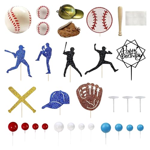 Baseball-Themen-Kuchenaufsatz, Baseball-Spieler-Kuchendekoration,Kuchen-Baseball-Spieler-Dekorationen - Baseball-Sport-Kuchendekoration, Zubehör für Kinder, Erwachsene, Freunde, Familie von Shenrongtong