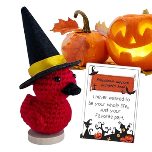 Gestrickte positive Puppe, Halloween-Kürbisköpfe, lustige Häkelpuppe mit inspirierender Karte, niedliche Party-Dekorationen für Kollegen von Shenrongtong