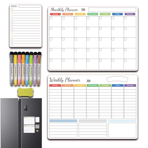 Magnetischer Kalender für Kühlschrank, trocken abwischbarer Kalender für Kühlschrank, magnetisch, klarer Monatsplaner für Kühlschrank, Familienplanungstafeln, inklusive Marker und Radiergummi von Shenrongtong