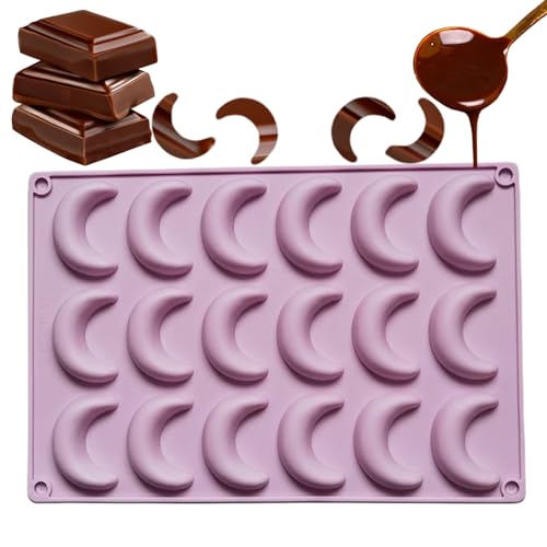 Mond Silikonform | Silikon-Backform, 18 Mulden, Pudding-Gelee-Backform, Croissant-Backform, Mond-Silikon-Schokoladenform, Form von Shenrongtong