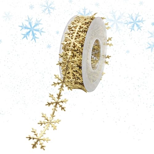 Schneeflockenband mit Spitze, Filz, Schneeflocken-Bordüre, Weihnachtsapplikation, Aufkleber für dekorative Bastelarbeiten, Silber-Gold, geprägtes Band, zehn Meter lang von Shenrongtong