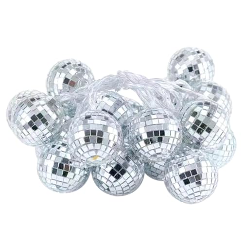 Shenrongtong Disco-Kugel-,Ästhetische Spiegelkugel-Lichterkette mit USB-Aufladung | Partyschmuck für Weihnachtsbaum, Fenster, Balkon, Treppen, Flur von Shenrongtong