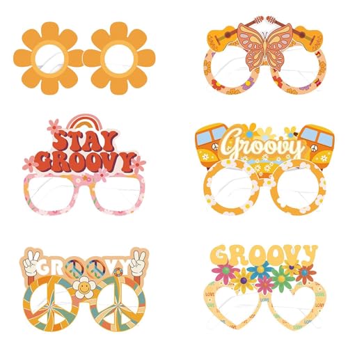 Shenrongtong Hippie-Brille für Frauen, Papierbrille für Erwachsenenparty,Brillen dekorative lustige 3D-Brillen - Bunte tragbare Retro-Partybrille für Erwachsene und Kinder von Shenrongtong