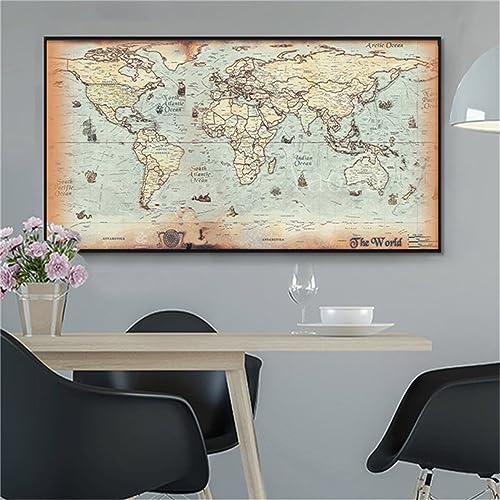 Diamond Painting Weltkarte,5D Diamant Painting Bilder,DIY Diamond Painting Bastelset Erwachsene,Full Diamant Kinder Stickerei Set Kreuzstich Bilder für Home Büro Eingang Wand Decor 30x90cm Sg-9715 von Shenzzg