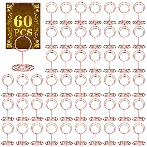 60 Stück Tischnummernhalter Mini Tischkartenhalter 5,1 cm Tischnummernständer Büro Memohalter Tisch Name Kartenhalter Clips Draht Fotohalter Tischschild Ständer für Hochzeit Menübild (Roségold) von Sherr