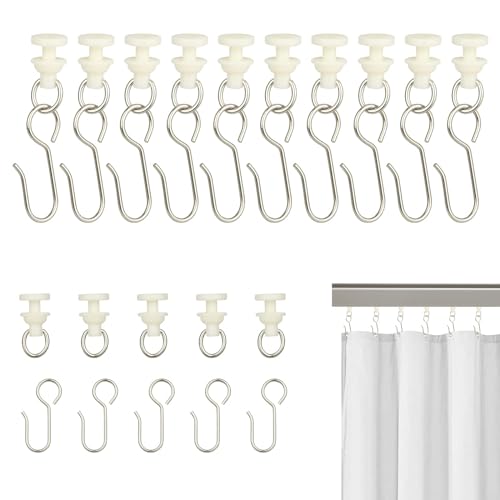 80 Stück Gardinenhaken für Schienen, Gardinenhaken Gleiter, Gardinenröllchen mit 40 st Gardinengleiter und 40 st Gardinengleiter, Osengleiter, für Schiene, Curtain Hooks Türvorhang Duschvorhänge von Sheryl&Rain