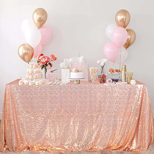 Rechteckige Tischdecke, rotgoldene Pailletten-Tischdecke, 228 x 332 cm, Pailletten-Tischdecke, Overlay für 1,8 m Tisch, rotgoldene Pailletten, Glitzer-Tischdecke für Party/Hochzeit/Babyparty von ShiDianYi