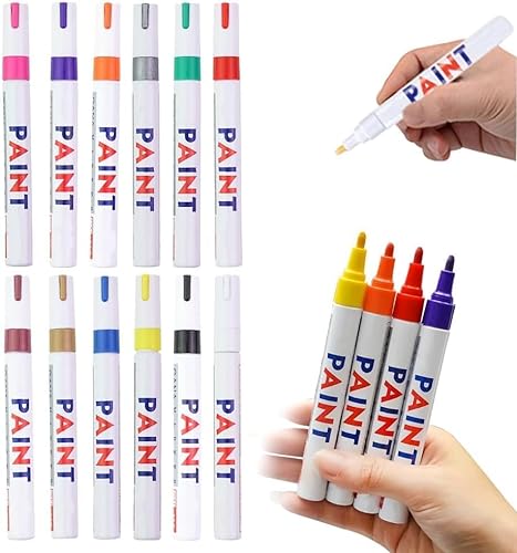 Shibeikadi Waterproof Tire Paint Pen, NonFading Tire Paint Pen, Permanent Oil Based Paint Markers, Quick Dry Assorted Color Car Tire Marker for Metal, Fabric, Glass von Shibeikadi