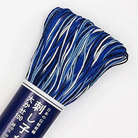 Olympus Sashiko-Garn, 100 m Knäuel, japanisches Stick- und Quiltgarn, 151-Vari-Marineblau-Weiß von Shibori Dragon