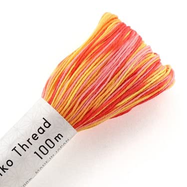 Olympus Sashiko-Garn, 100 m Knäuel, japanisches Stick- und Quiltgarn, 193-Vari-Gelb-Orange-Rot Olympus Sashiko-Garn, 100 m Knäuel, japanisches Stick- und Quiltgarn, 193-Vari-Gelb-Orange-Rot von Shibori Dragon